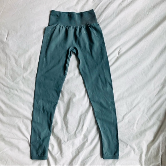 GYMSHARK lightweight seamless leggings turquoise sz XS - Picture 3 of 11